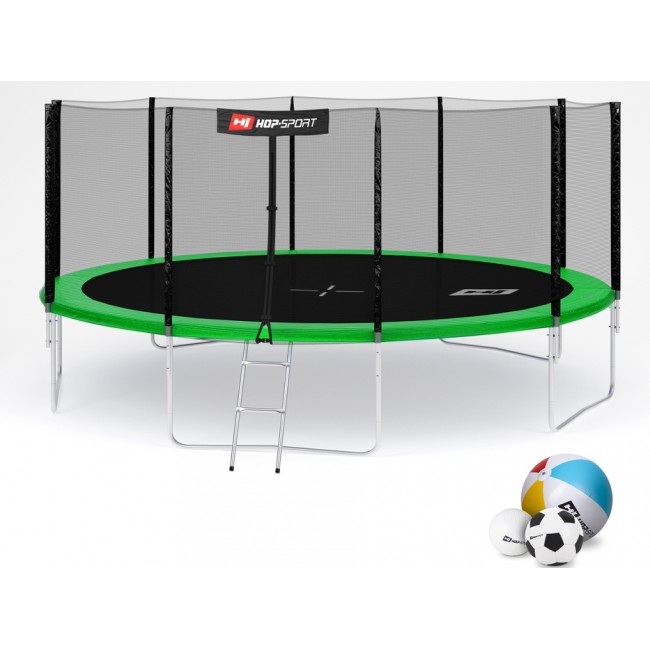 Батут детский Hop-Sport 16ft (488cm) green с внешней сеткой Батут детский Hop-Sport 16ft (488cm) green с внешней сеткой