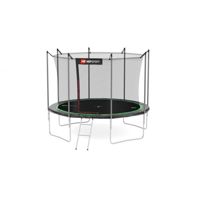 Батут детский Hop-Sport 12ft (366cm) черно-зеленый с внутренней сеткой