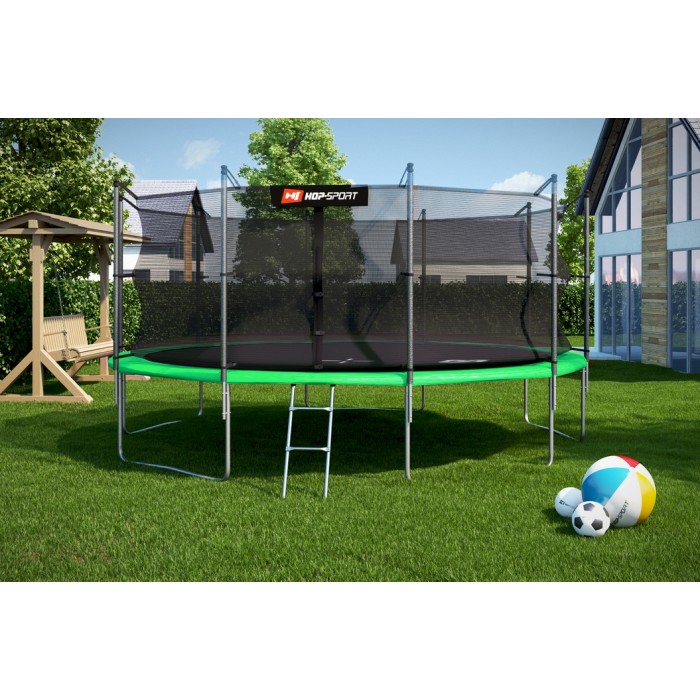 Батут детский Hop-Sport 16ft (488cm) green с внутренней сеткой