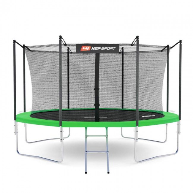 Батут детский Hop-Sport 12ft (366cm) зеленый с внутренней сеткой