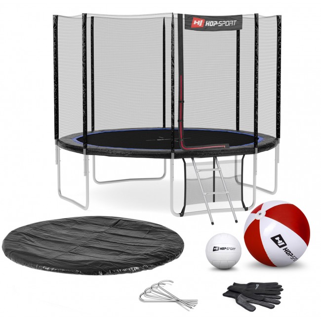 Батут Hop-Sport 12ft (366cm) чорно-синій з зовнішньої сіткою Батут Hop-Sport 12ft (366cm) чорно-синій з зовнішньої сіткою