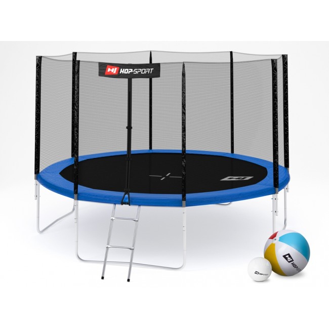 Батут детский Hop-Sport 12ft (366cm) blue с внешней сеткой Батут детский Hop-Sport 12ft (366cm) blue с внешней сеткой