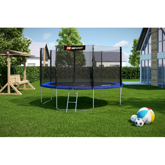 Батут детский Hop-Sport 12ft (366cm) blue с внешней сеткой