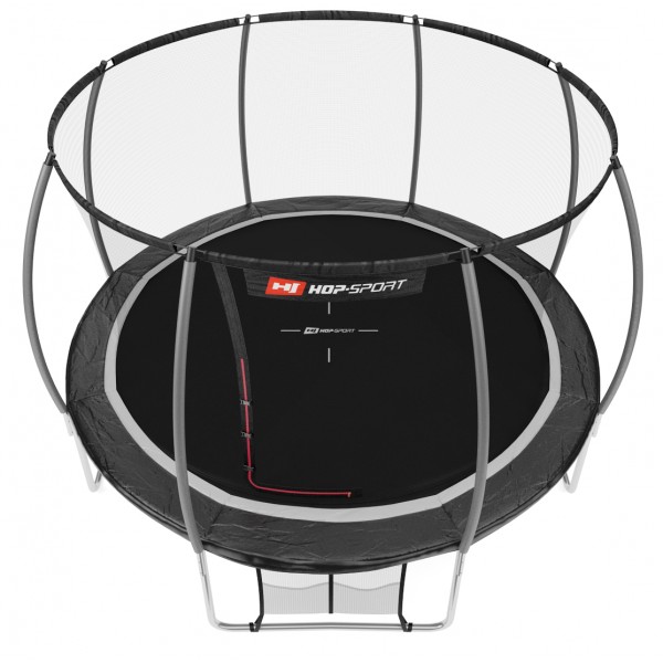 Батут детский Hop-Sport Premium 12ft (366 cm) черно-серый с внутренней сеткой