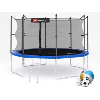 Батут детский Hop-Sport 12ft (366cm) blue с внутренней сеткой