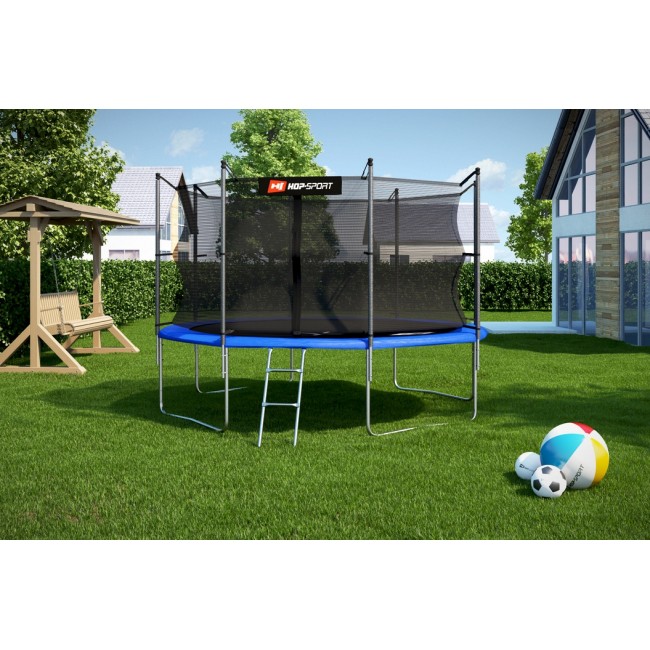 Батут детский Hop-Sport 12ft (366cm) blue с внутренней сеткой