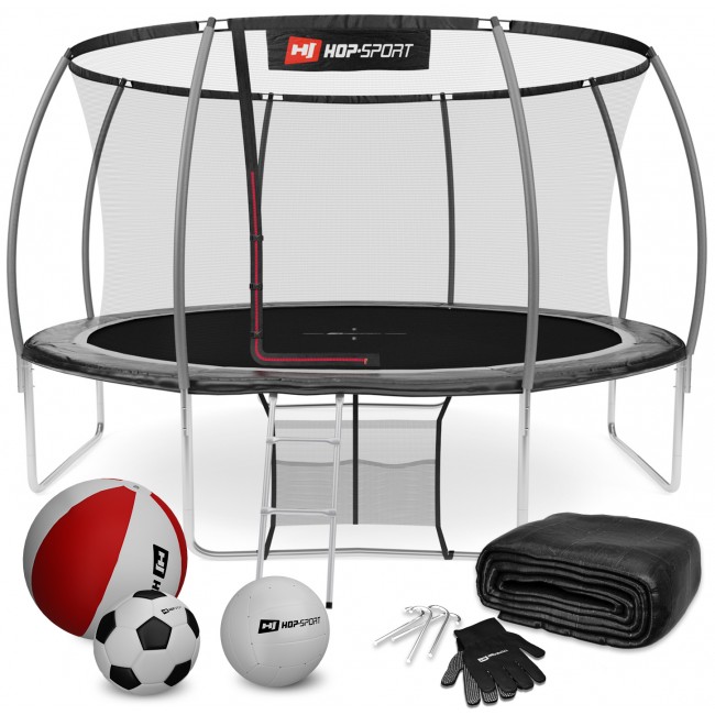 Батут детский Hop-Sport Premium 14ft (427 cm) черно-серый с внутренней сеткой Батут детский Hop-Sport Premium 14ft (427 cm) черно-серый с внутренней сеткой