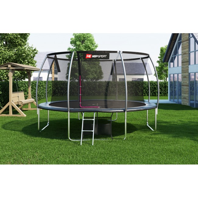 Батут дитячий Hop-Sport Premium 14ft (427 cm) чорно-сірий з внутрішньої сіткою