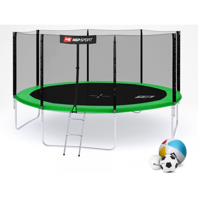 Батут детский Hop-Sport 14ft (427cm) green с внешней сеткой Батут детский Hop-Sport 14ft (427cm) green с внешней сеткой