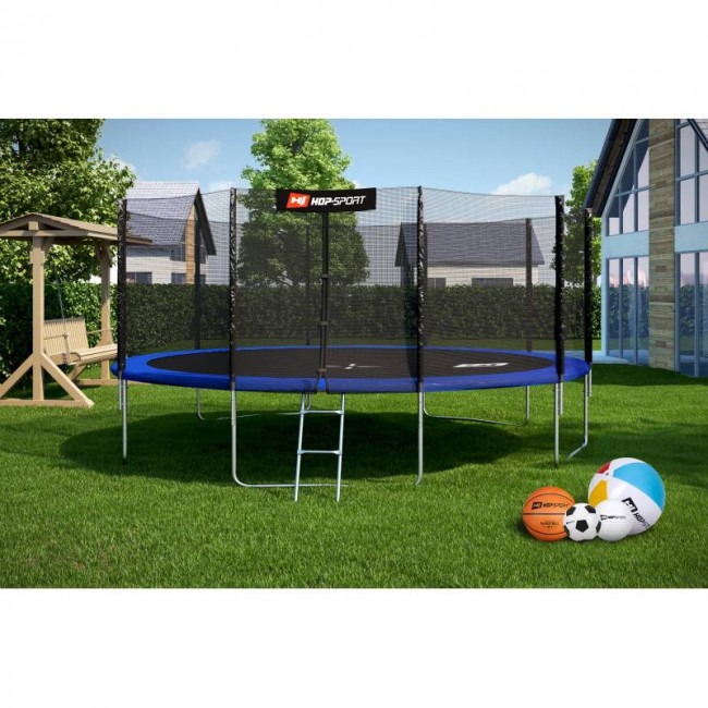Батут дитячий Hop-Sport 16ft (488cm) blue з зовнішньої сіткою