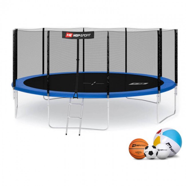 Батут дитячий Hop-Sport 16ft (488cm) blue з зовнішньої сіткою
