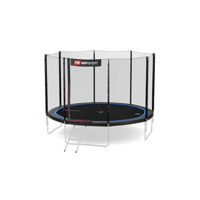 Батут детский Hop-Sport 10ft (305cm) черно-синий с внешней сеткой (4 ноги)
