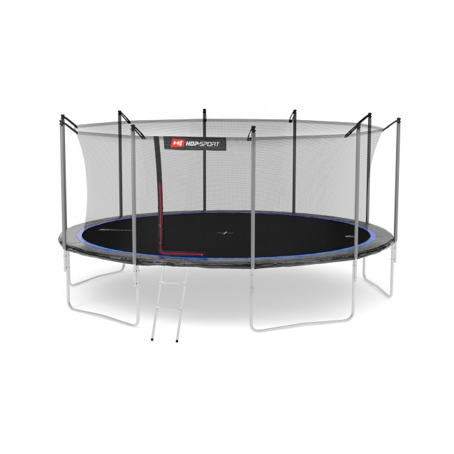 Батут Hop-Sport 14ft (488 cm) чорно-синій з внутрішньої сіткою