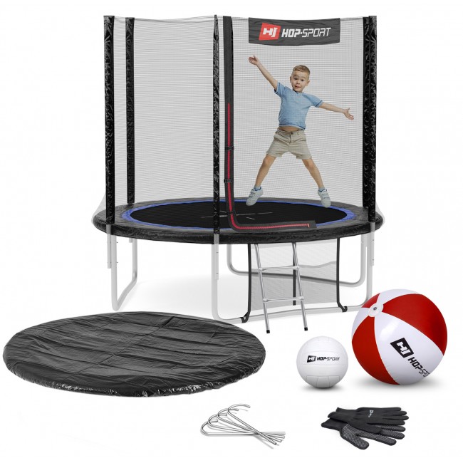 Батут дитячий Hop-Sport 8ft (244cm) чорно-синій з зовнішньої сіткою
