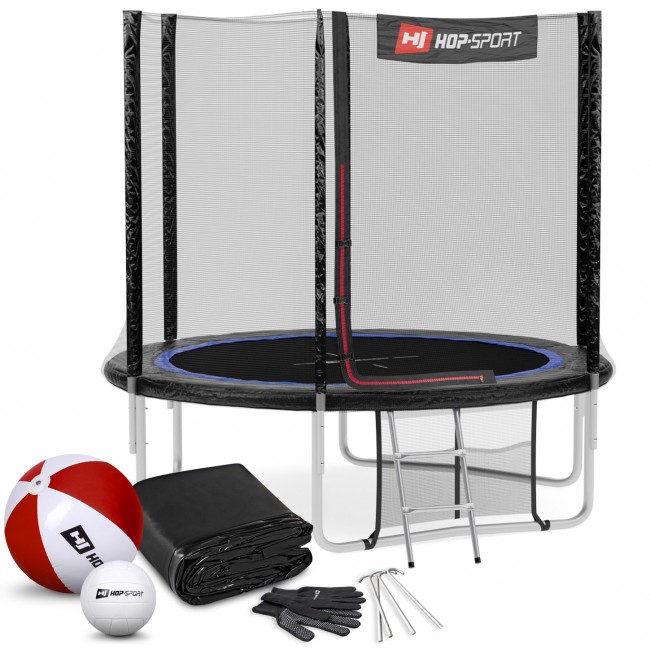 Батут дитячий Hop-Sport 8ft (244cm) чорно-синій з зовнішньої сіткою Батут дитячий Hop-Sport 8ft (244cm) чорно-синій з зовнішньої сіткою