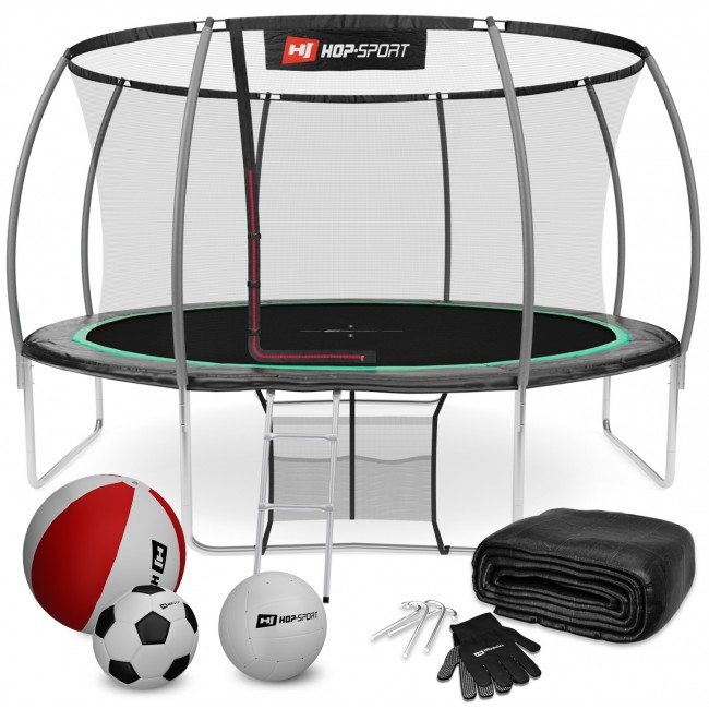 Батут дитячий Hop-Sport Premium 14ft (427 cm) чорно-зелений з внутрішньої сіткою Батут дитячий Hop-Sport Premium 14ft (427 cm) чорно-зелений з внутрішньої сіткою