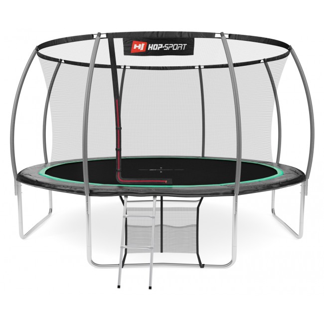 Батут дитячий Hop-Sport Premium 14ft (427 cm) чорно-зелений з внутрішньої сіткою