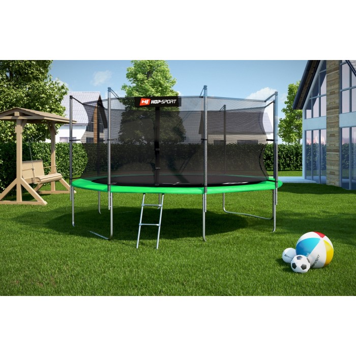 Батут дитячий Hop-Sport 14ft (427cm) green з внутрішньої сіткою