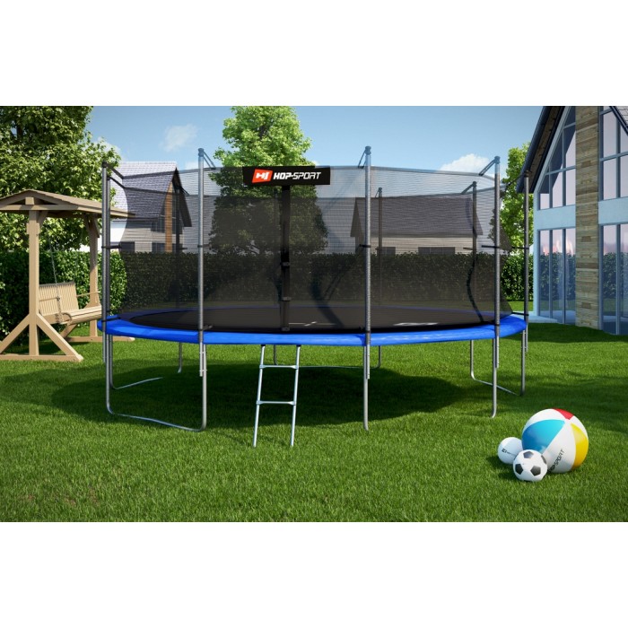 Батут детский Hop-Sport 16ft (488cm) blue с внутренней сеткой