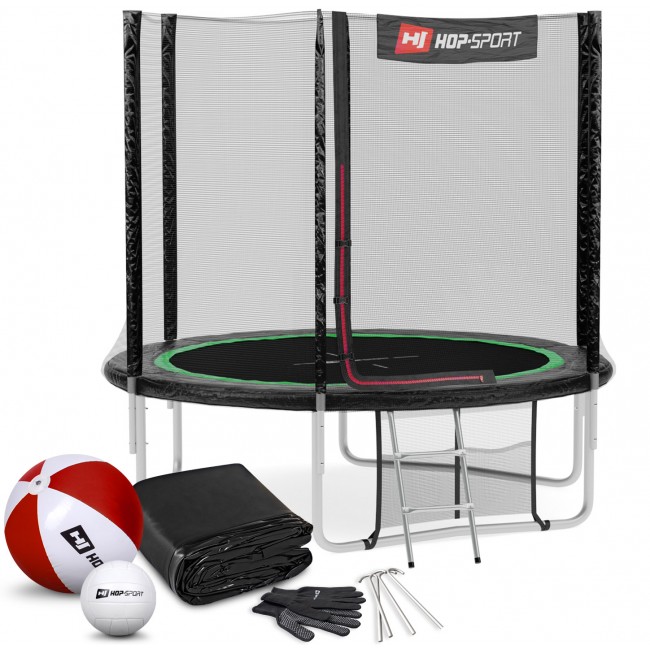 Батут дитячий Hop-Sport 8ft (244cm) чорно-зелений з зовнішньої сіткою Батут дитячий Hop-Sport 8ft (244cm) чорно-зелений з зовнішньої сіткою