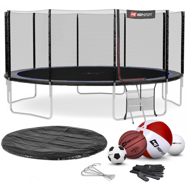 Батут Hop-Sport 16ft (488 cm) чорно-синій з зовнішньої сіткою Батут Hop-Sport 16ft (488 cm) чорно-синій з зовнішньої сіткою