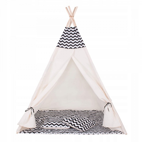 Дитяча палатка (вігвам) Springos Tipi XXL TIP02 White / Black