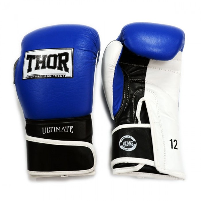 Боксерские перчатки THOR ULTIMATE (PU) B/BL/WH 16 oz.