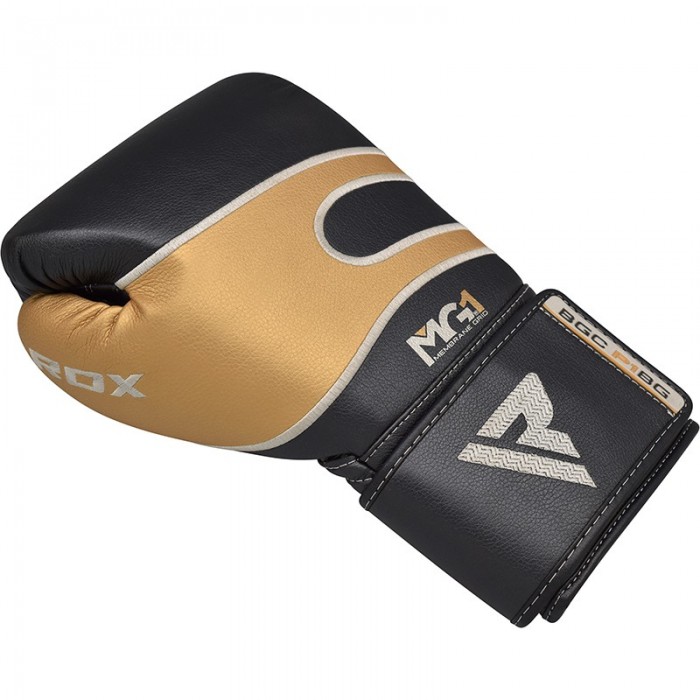 Боксерские перчатки RDX Leather Black Gold 12 ун.