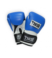 Боксерские перчатки THOR PRO KING 10oz /Кожа /сине-бело-черные