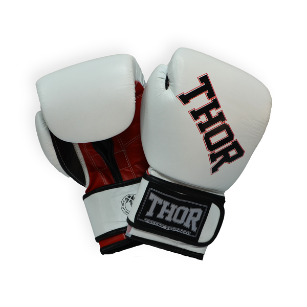 Боксерські рукавички THOR RING STAR 12oz / Шкіра / біло-червоно-чорні