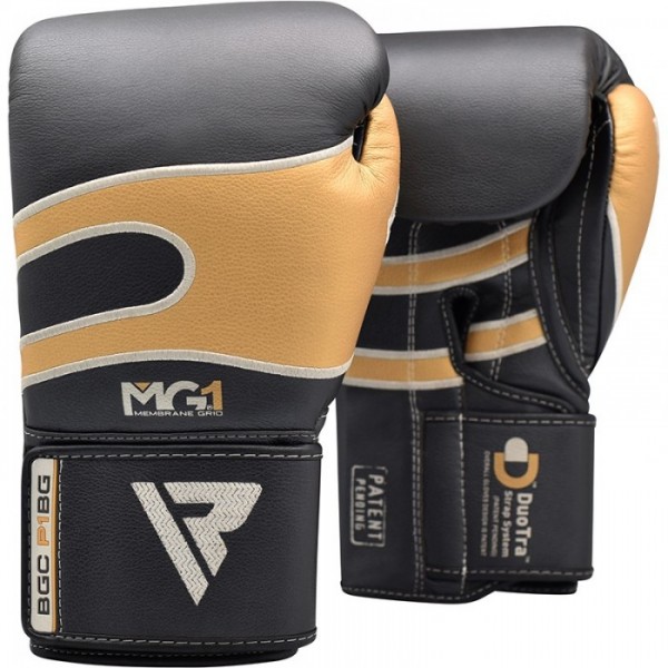 Боксерські рукавички RDX Leather Black Gold 14 ун.