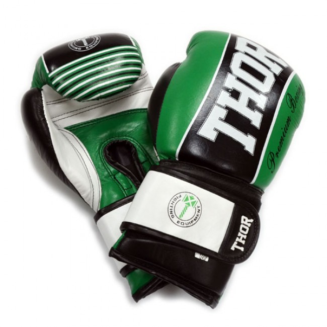 Боксерские перчатки THOR THUNDER (Leather) GRN 14 oz. Боксерские перчатки THOR THUNDER (Leather) GRN 14 oz.