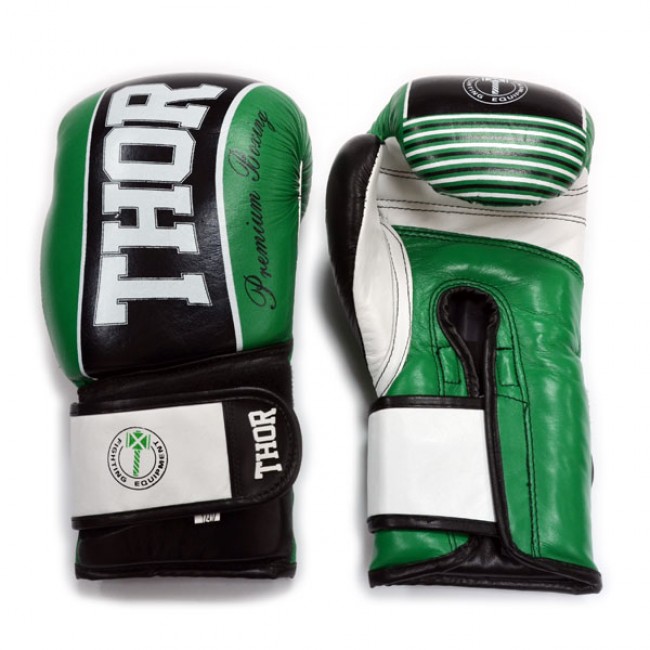 Боксерские перчатки THOR THUNDER (Leather) GRN 14 oz.