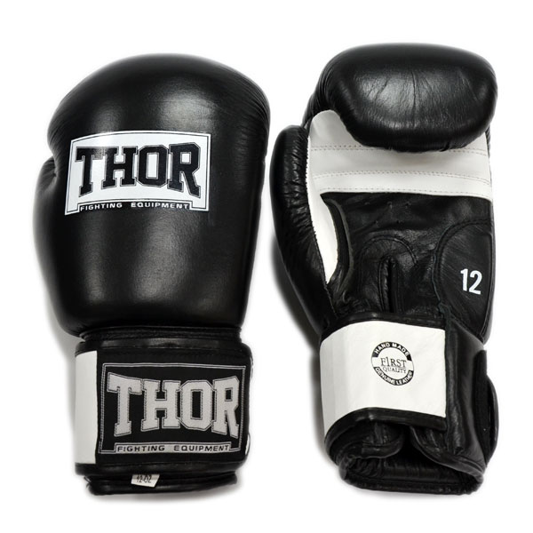 Боксерские перчатки THOR SPARRING (PU) BLK/WH 16 oz.