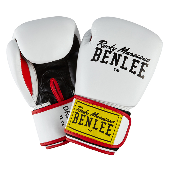 Боксерские перчатки Benlee DRACO 10oz /Кожа /бело-черно-красные
