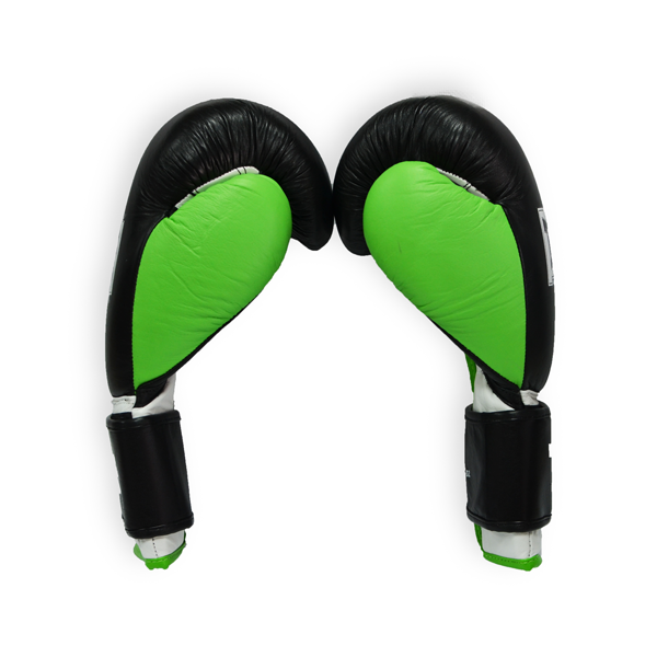Боксерские перчатки THOR TYPHOON 10oz /Кожа /черно-зелено-белые