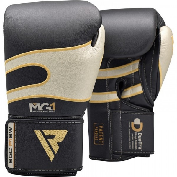 Боксерские перчатки RDX Leather Black White 12 ун.