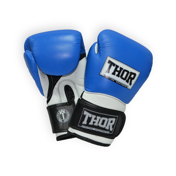 Боксерські рукавички THOR PRO KING 14oz / Шкіра / синьо-біло-чорні