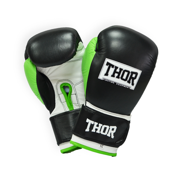 Боксерские перчатки THOR TYPHOON 14oz /PU /черно-зелено-белые