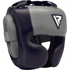 Боксерский шлем RDX Leather Pro Blue L