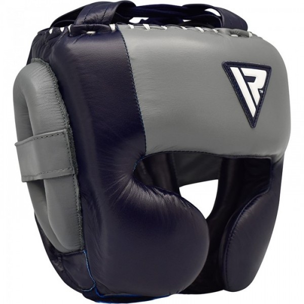 Боксерський шолом RDX Leather Pro Blue M