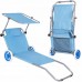 Шезлонг (лежак) для пляжу, тераси та саду з колесами і навісом Springos GC0045