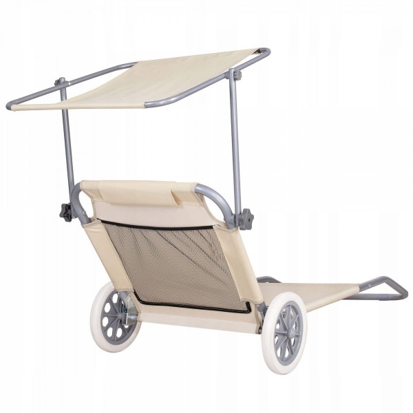 Шезлонг (лежак) для пляжу, тераси та саду з колесами і навісом Springos GC0041