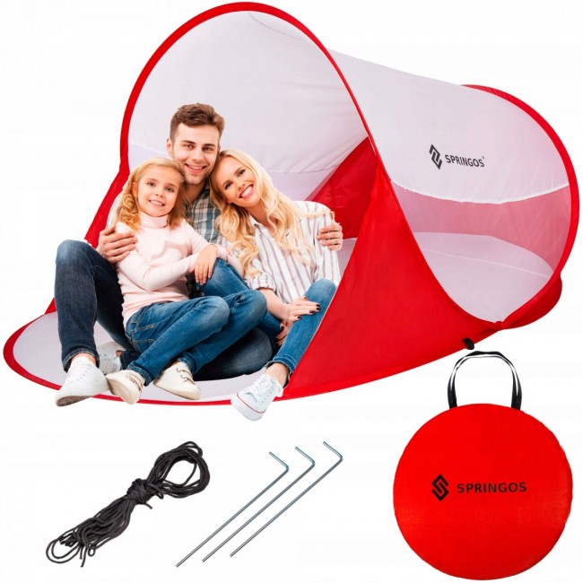 Пляжний намет-тент Springos Pop Up 120 x 200 см PT012 Red / White