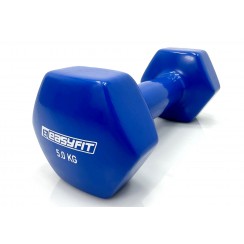 Гантель для фитнеса 5 кг 1шт EasyFit с виниловым покрытием синяя
