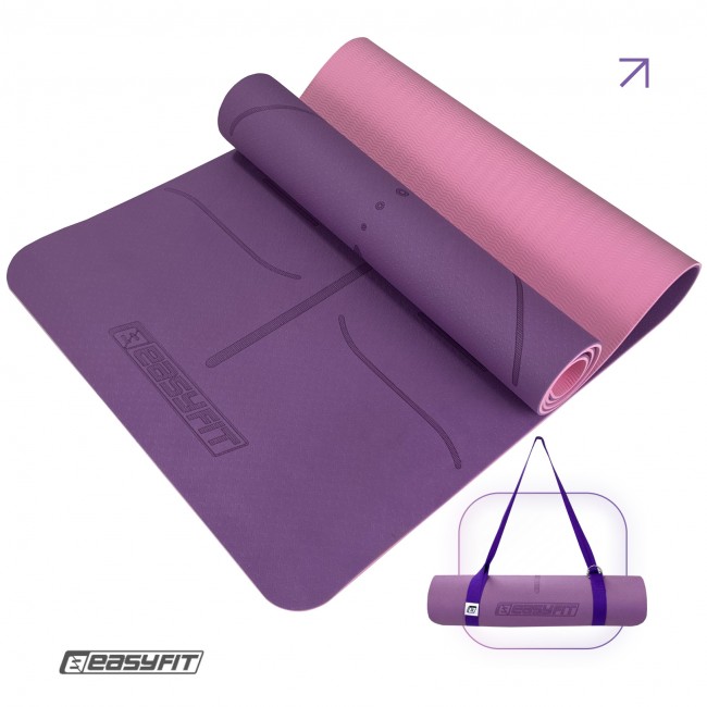 Коврик для йоги и фитнеса EasyFit Polarity рadma с ремнем