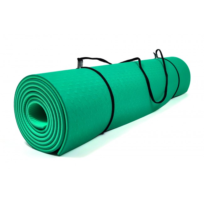 Коврик для йоги и фитнеса EasyFit TPE+TC 6 мм двухслойный зеленый-мятный