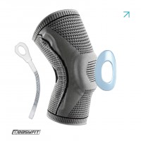 Бандаж (наколенник) ортопедический для коленного сустава с ребрами жесткости и силиконовой вставкой (серый). Размер M