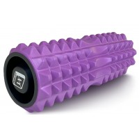 Масажний ролик EasyFit Grid Roller 33 см v.1.2 із заглушками з обох сторін (фіолетовий)