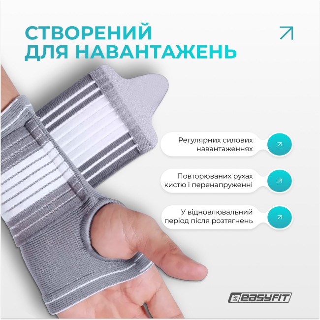 Бандаж на кисть руки EasyFit Flex з фіксуючим ременем (L)